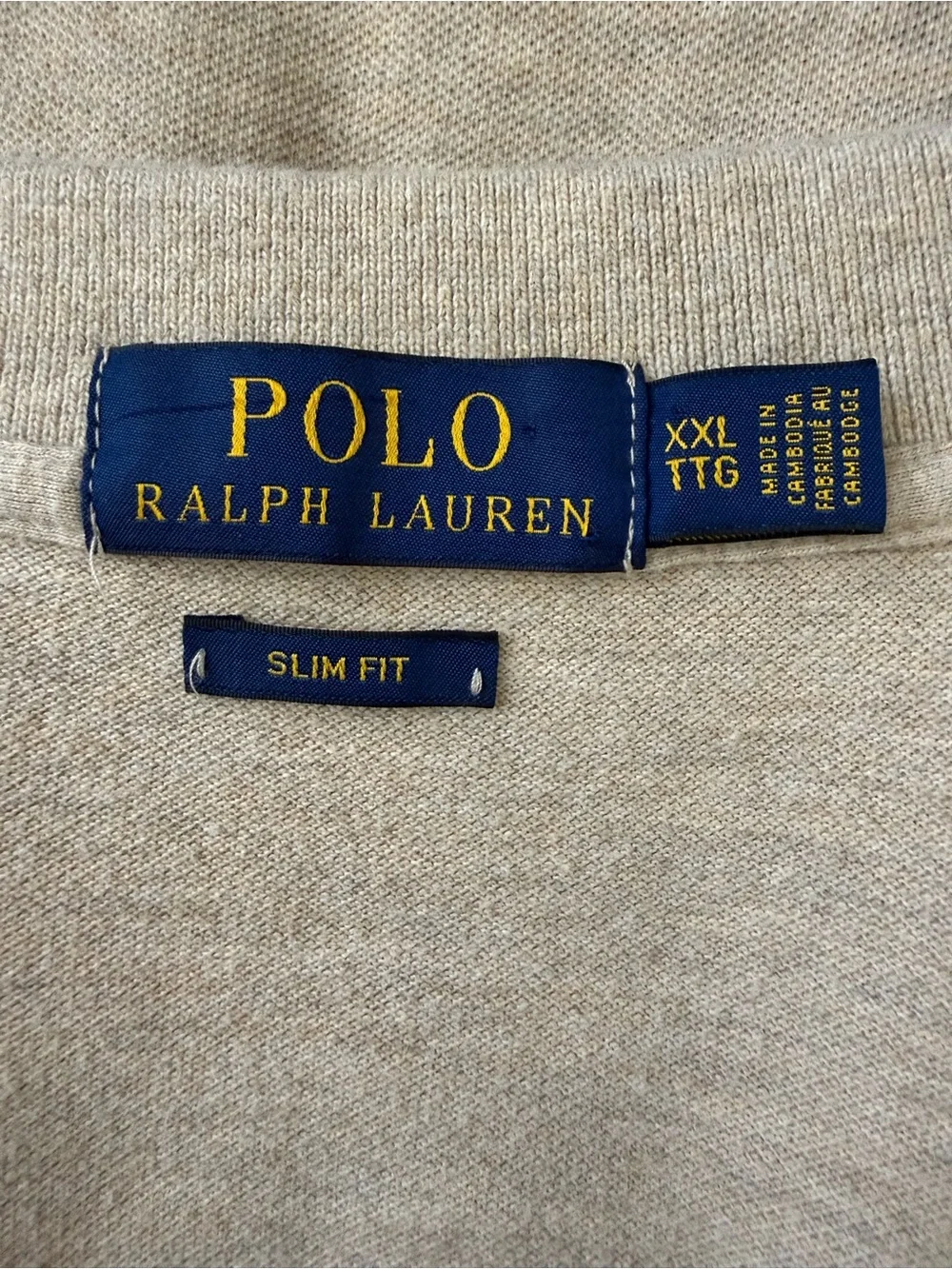 Polo Ralph Lauren Men's Beige/Tan Polo Shirt with Embroidered Pony XXL Slim Fit